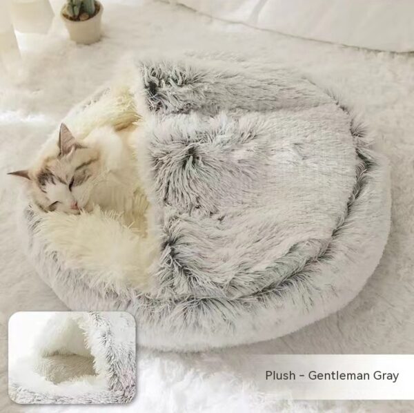 2 In 1 Cat And Dog Bed Pet Winter Bed Round Plush Warm Bed House Soft Long Plush Pets Bed - Image 9