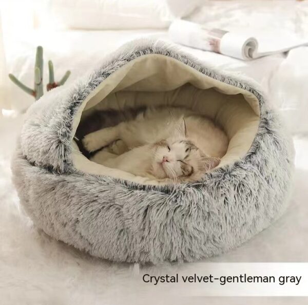 2 In 1 Cat And Dog Bed Pet Winter Bed Round Plush Warm Bed House Soft Long Plush Pets Bed - Image 5