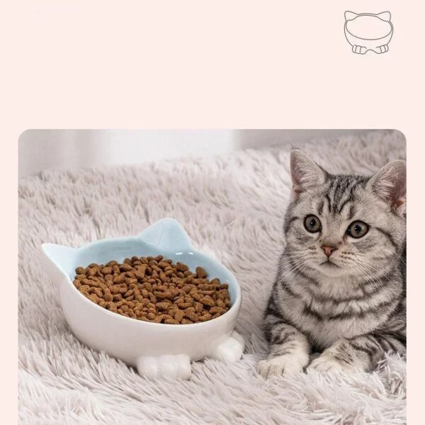 Cartoon Cat Face Figurine Ceramic High-foot Bowl Protect Cervical Drinking Bowl Cat Food Utensils Pet Cat Bowl Pet Supplies - Image 5