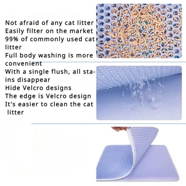 Cat Litter Mat Double Layer Waterproof Urine Trap Mat Easy To Clean Non-Slip Toilet Mats Cat Scratching Mat Large Foot Mats - Image 3