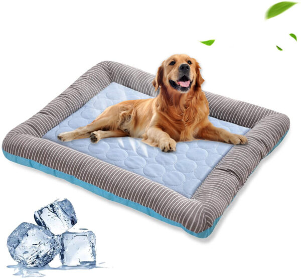 Pet Cooling Pad Bed For Dogs Cats Puppy Kitten Cool Mat Pet Blanket Ice Silk Material Soft For Summer Sleeping  Blue Breathable - Image 8