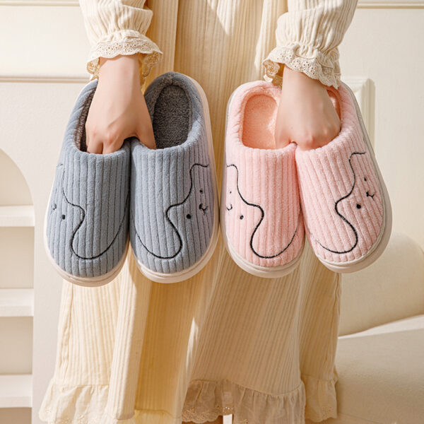 Striped Cat Slippers Indoor Couple Non-slip Floor Bedroom Slipper Winter Warm Plush House Shoes Women Men - Image 3