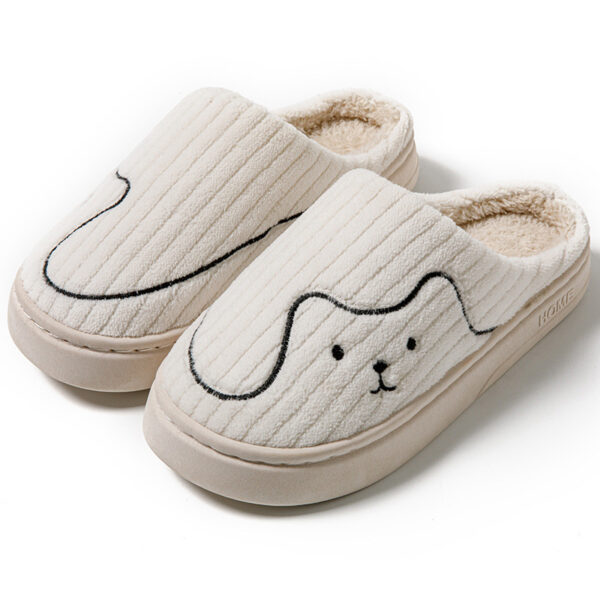 Striped Cat Slippers Indoor Couple Non-slip Floor Bedroom Slipper Winter Warm Plush House Shoes Women Men - Image 2