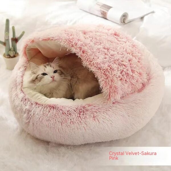 2 In 1 Cat And Dog Bed Pet Winter Bed Round Plush Warm Bed House Soft Long Plush Pets Bed