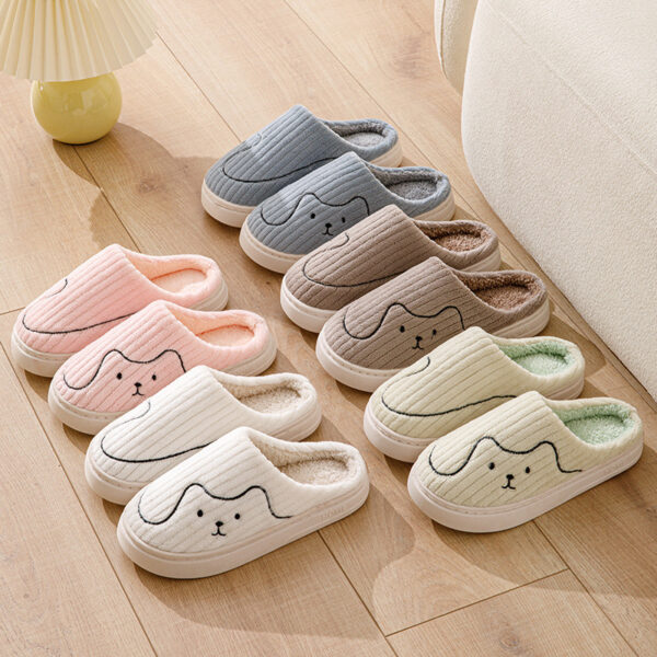 Striped Cat Slippers Indoor Couple Non-slip Floor Bedroom Slipper Winter Warm Plush House Shoes Women Men - Image 8