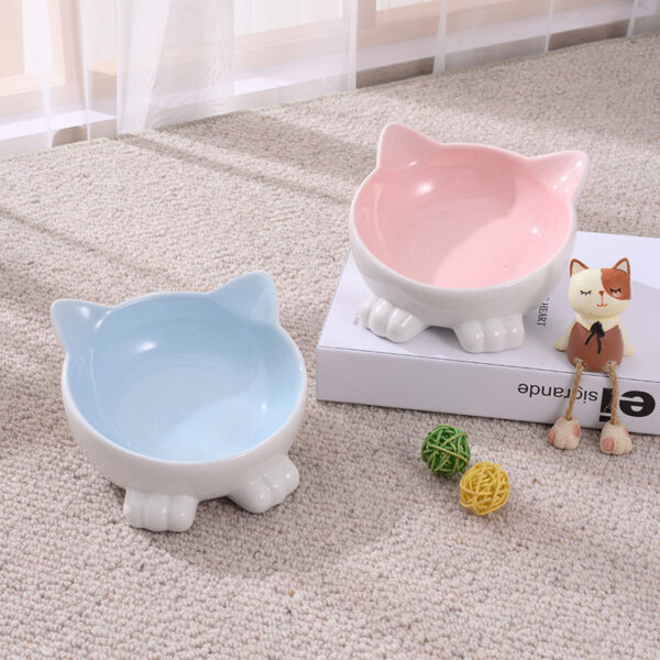 Cartoon Cat Face Figurine Ceramic High-foot Bowl Protect Cervical Drinking Bowl Cat Food Utensils Pet Cat Bowl Pet Supplies - Image 7