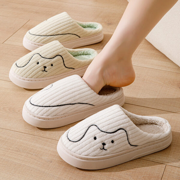 Striped Cat Slippers Indoor Couple Non-slip Floor Bedroom Slipper Winter Warm Plush House Shoes Women Men - Image 7