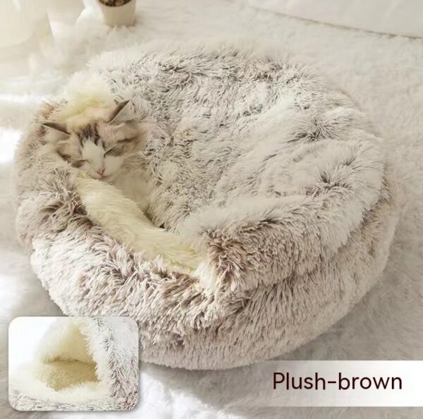 2 In 1 Cat And Dog Bed Pet Winter Bed Round Plush Warm Bed House Soft Long Plush Pets Bed - Image 6