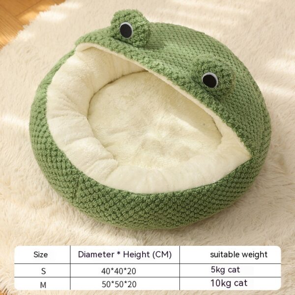 Pet Cat Dog Nest Little Frog Series Warm Plush Mat Autumn Winter Pet House Full Package Nest For Small Cats Dogs Within 5KG - Image 3