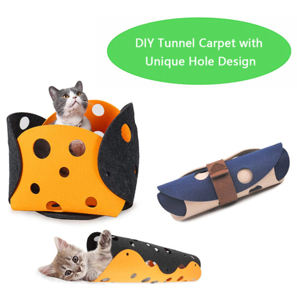 Cat Tunnel Cat Toy Felt Pom Splicing Deformable Kitten Nest Collapsible Tube House Tunnel Interactive Pet Toy Cat Accessories - Image 3