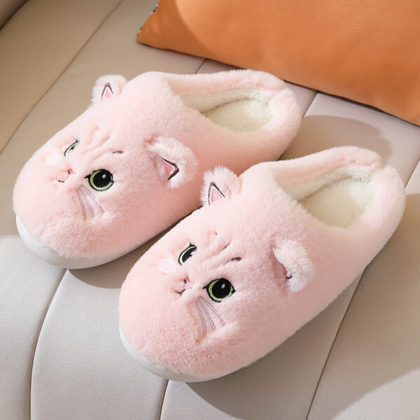 Cute Cat Plush Slippers Winter Warm Floor Bedroom Home Slippers For Couple Non-slip House Shoes Women Men - Image 8