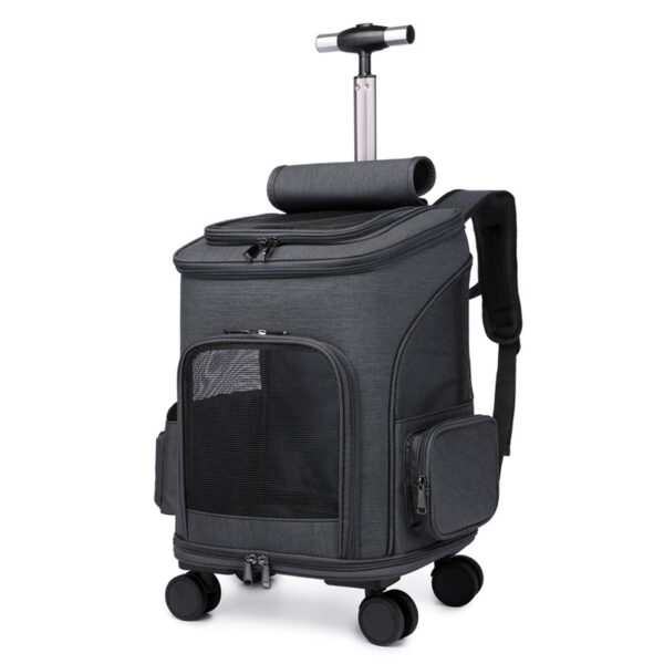 Portable Folding Trolley Pet Backpack Traveling Cat Backpack With Universal Wheel Trolley Pet Bag - Image 2