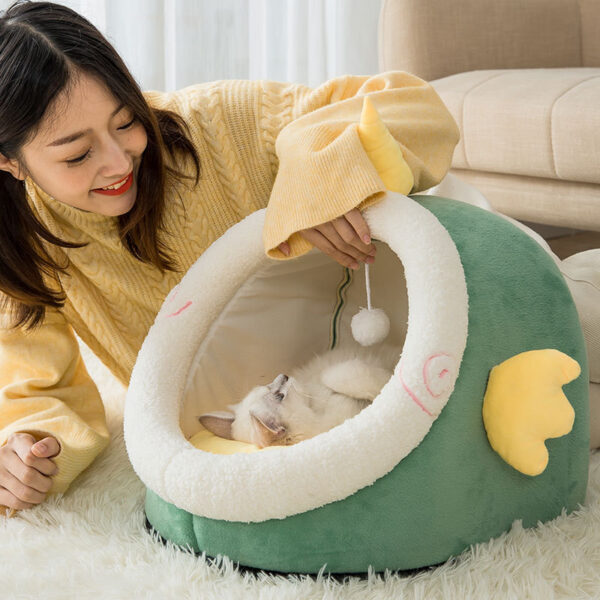 Animal-Shaped Cat Nest, Cute Semi-Enclosed, Keep Warm In Autumn And Winter - Image 2