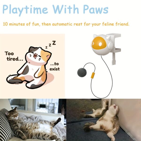 An Interactive Cat Toy That Automatically Moves The Ball Up And Down Without A Hand With Clips To Stimulate The Cat's Hunting Instinct Powered By Non Rechargeable AAA Batteries Durable Plastic Mat No - Image 9