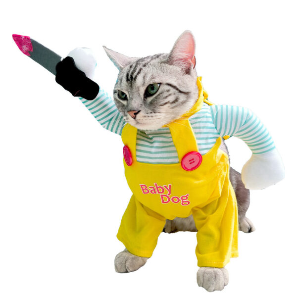 Cat Pet Costume Clothing Creative Yellow Knife Assassin Cat Clothing - Image 2