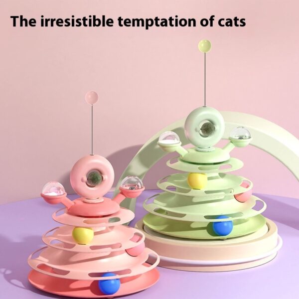 4 Levels Cat Toy Tower Turntable Roller Balls Toys Interactive Intelligence Pets Toys Training Track Puzzle Funny Games Accessories Pet Products - Image 2