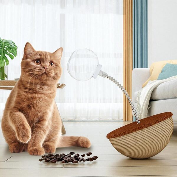 Cat Interactive Toys Auto-Balancing Cat Food Toy Interactive Ball Cat Puzzle Toys Cats Slow Feeders Spring Toys Slow Food - Image 5