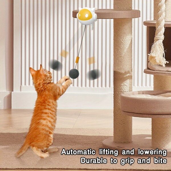 An Interactive Cat Toy That Automatically Moves The Ball Up And Down Without A Hand With Clips To Stimulate The Cat's Hunting Instinct Powered By Non Rechargeable AAA Batteries Durable Plastic Mat No - Image 6