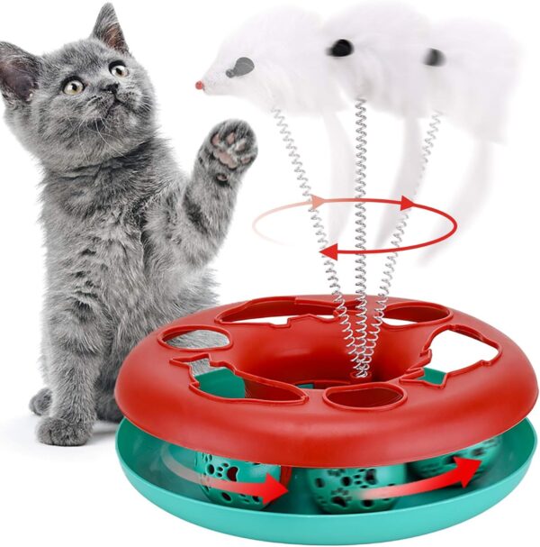 Cat Toys Cat Toys For Indoor Cats Interactive Kitten Toys Roller Tracks With Catnip Spring Pet Toy With Exercise Balls Teaser Mouse