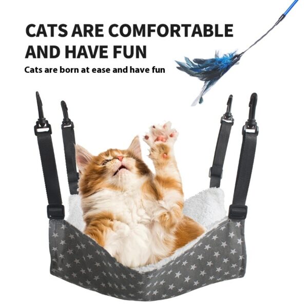 Lamb Fleece Cat Hanging Beds Pets Cage Hammock Bed For Kitten Hanging Seat Indoor Durable Winter Cat Bed Kitty Nest Puppy Cushion Pet Products - Image 9