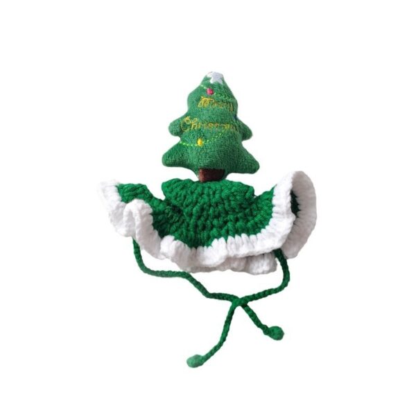 Christmas Tree Pet Head Cover Crocheted Hand-woven Cat Dog Hats Pets Products - Image 3