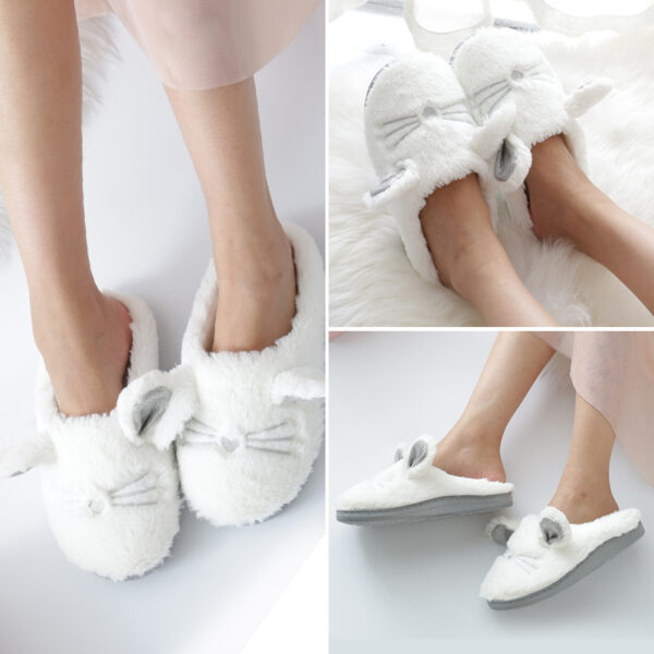 Cute White Cat Home Slippers Soft Plush Free Shipping - Image 2