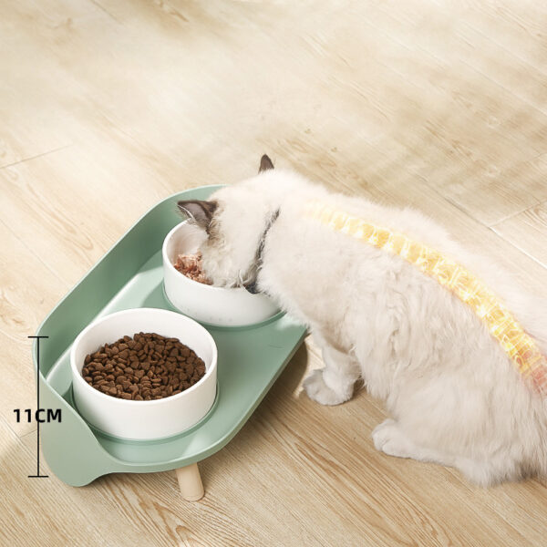 Pet Bowl Tilted Cat Double Bowls Protect Cervical Dog Drinker Food Bowl Dish Adjustable Spill-Proof Cat Feeder Pet Supplies - Image 2