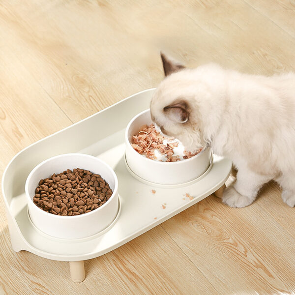 Pet Bowl Tilted Cat Double Bowls Protect Cervical Dog Drinker Food Bowl Dish Adjustable Spill-Proof Cat Feeder Pet Supplies - Image 5