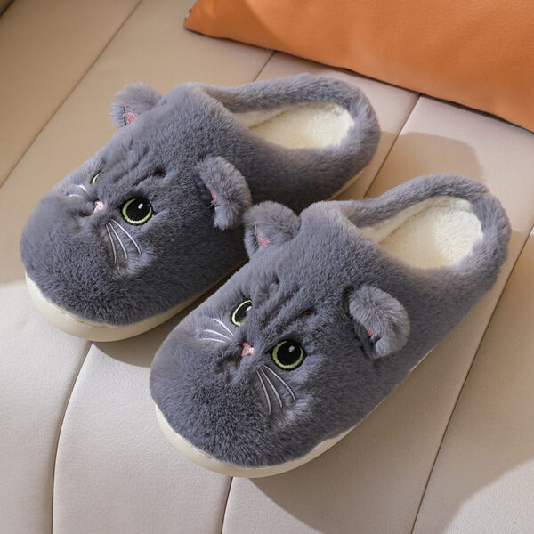 Cute Cat Plush Slippers Winter Warm Floor Bedroom Home Slippers For Couple Non-slip House Shoes Women Men - Image 6