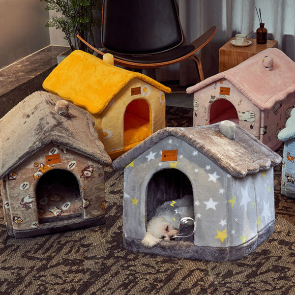 Foldable Pet House Cat Bed Winter Dog Villa Sleep Kennel Removable Nest Warm Enclosed Cave Sofa Pets Supplies - Image 5