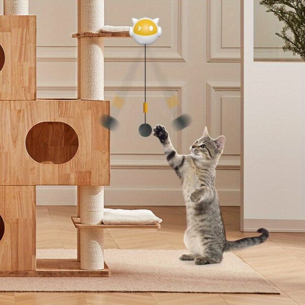 An Interactive Cat Toy That Automatically Moves The Ball Up And Down Without A Hand With Clips To Stimulate The Cat's Hunting Instinct Powered By Non Rechargeable AAA Batteries Durable Plastic Mat No - Image 8