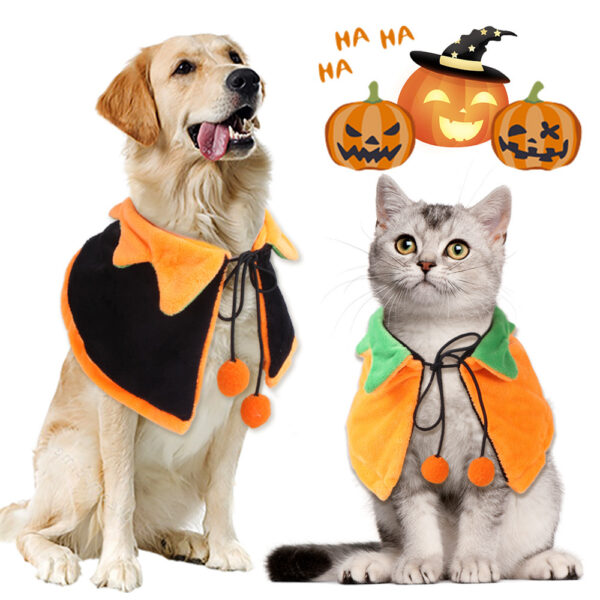 Halloween Pumpkin Double-sided Cat Dog Cloak Halloween Ornaments - Image 4