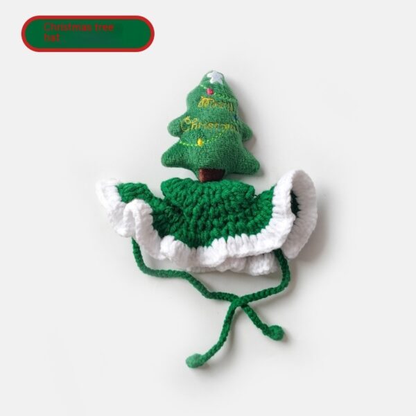 Christmas Tree Pet Head Cover Crocheted Hand-woven Cat Dog Hats Pets Products - Image 5