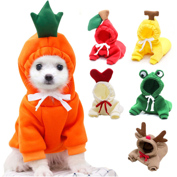 Cute Fruit Clothes For Small Dogs Hoodies Winter Warm Fleece Pet Clothing Puppy Cat Costume Coat For French Chihuahua Outfit - Image 4