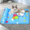 Summer Cooling Cat Mat With Pillow For Cat Dog Breathable Ice Pad Washable Sofa Breathable Print Cooling Pet Bed