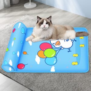 Summer Cooling Cat Mat With Pillow For Cat Dog Breathable Ice Pad Washable Sofa Breathable Print Cooling Pet Bed