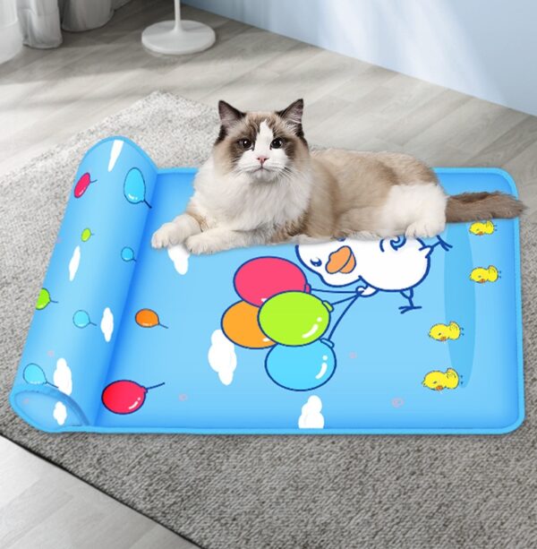 Summer Cooling Cat Mat With Pillow For Cat Dog Breathable Ice Pad Washable Sofa Breathable Print Cooling Pet Bed