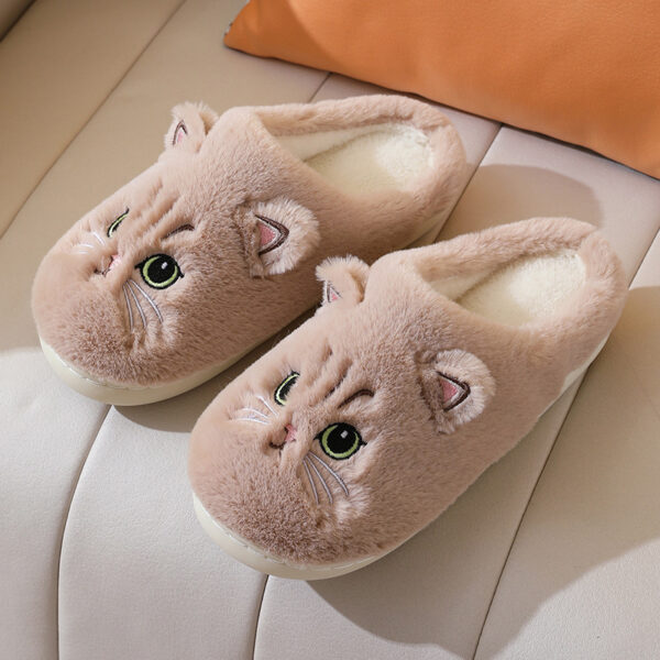 Cute Cat Plush Slippers Winter Warm Floor Bedroom Home Slippers For Couple Non-slip House Shoes Women Men - Image 3