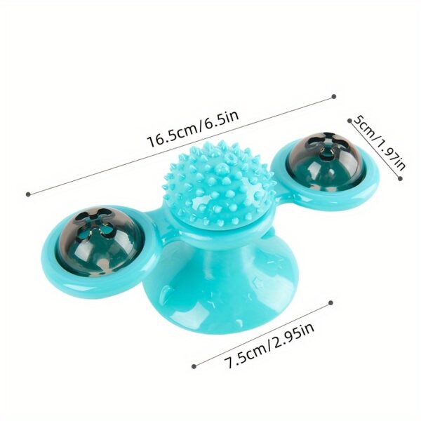 New Windmill Cat Toys Cute Rotating Interactive Cat Toy - Indoor Windmill Cat Toy With Suction Cup Catnip & Jagged Teeth Middle Ball, Smart Kitten Rotating Spinner Exercise Toy, Toothbrush & Massager - Image 6