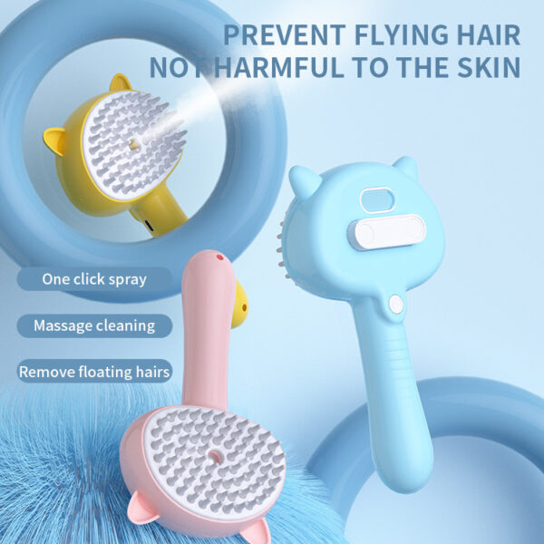 Hair Cleaning Brush With Mist Multifunctional Cat Grooming Brush Rechargeable Self Cleaning Slicker Brush For Cats Pets & Dogs Pet Products - Image 6