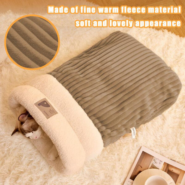 Pet Sleeping Bag Winter Warm Soft Plush Semi Enclosed Cat Nest Sleeping Bag Home Cat Comfortable Bed Accessories