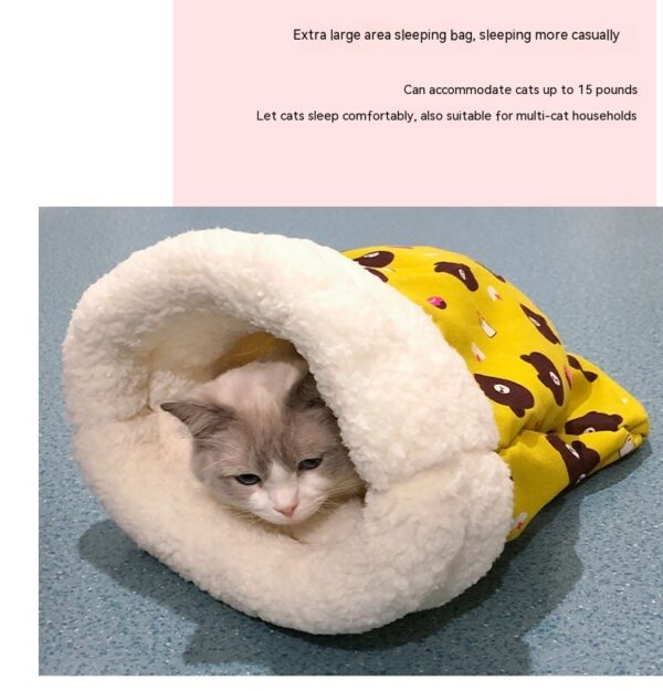 Lambswool Thickened Pocketable New Winter Linen Sleeping Bag Cat Nest - Image 7