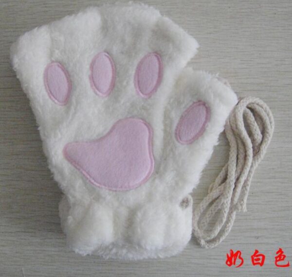 Winter Lovely Half Cover Paw Bear Cat Claw Gloves Short Finger - Image 6