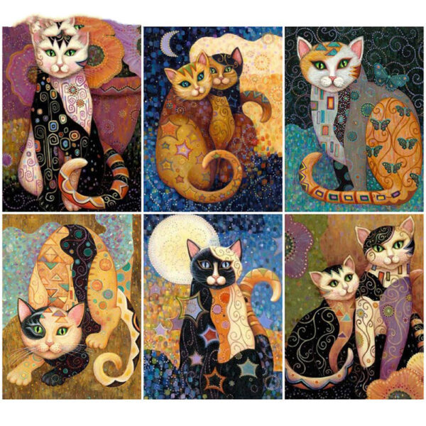 DIY Full Diamond Painting Cross Stitch Mosaic Embroidery Cat