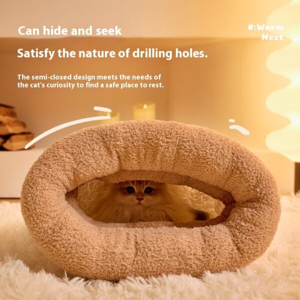 Pet Sleeping Bag Winter Warm Soft Plush Semi Enclosed Cat Nest Sleeping Bag Home Cat Comfortable Bed Accessories - Image 6