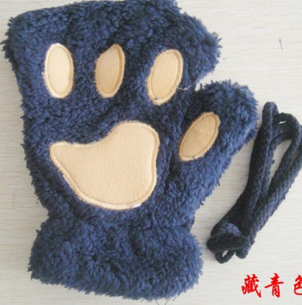 Winter Lovely Half Cover Paw Bear Cat Claw Gloves Short Finger - Image 10