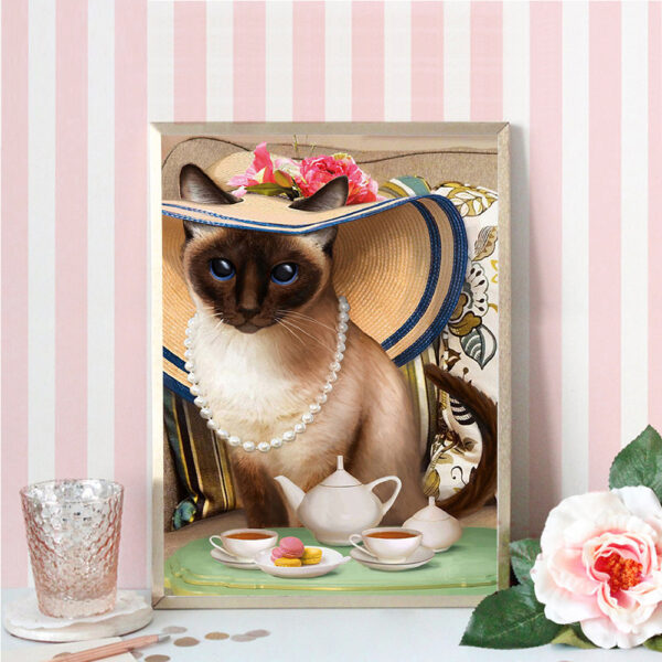 Full 5D Diamond Painting Cross Stitch Cat Wearing Hat - Image 4