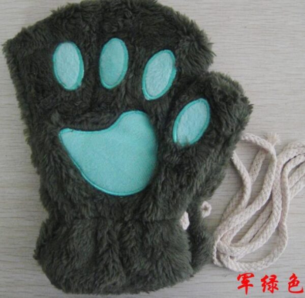 Winter Lovely Half Cover Paw Bear Cat Claw Gloves Short Finger - Image 7