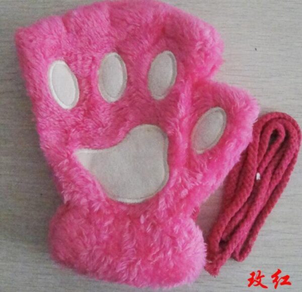 Winter Lovely Half Cover Paw Bear Cat Claw Gloves Short Finger - Image 8