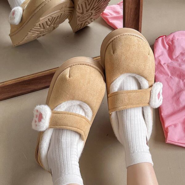 Cute Cat's Paw Velcro Plush Cotton-Padded Girls' Shoes - Image 5